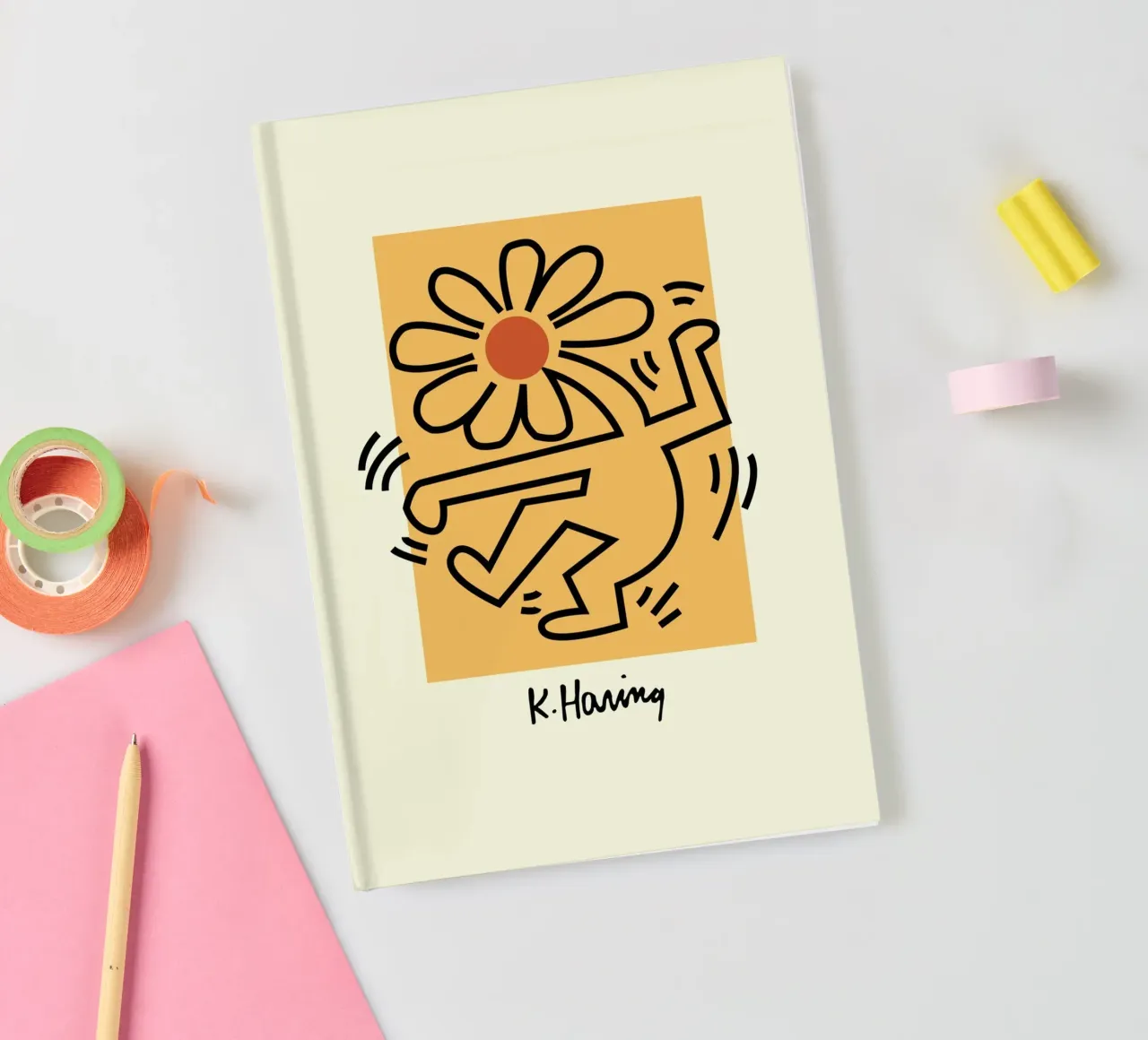 Keith Haring Flower Figure Pop Art Print notebook by ClubArt