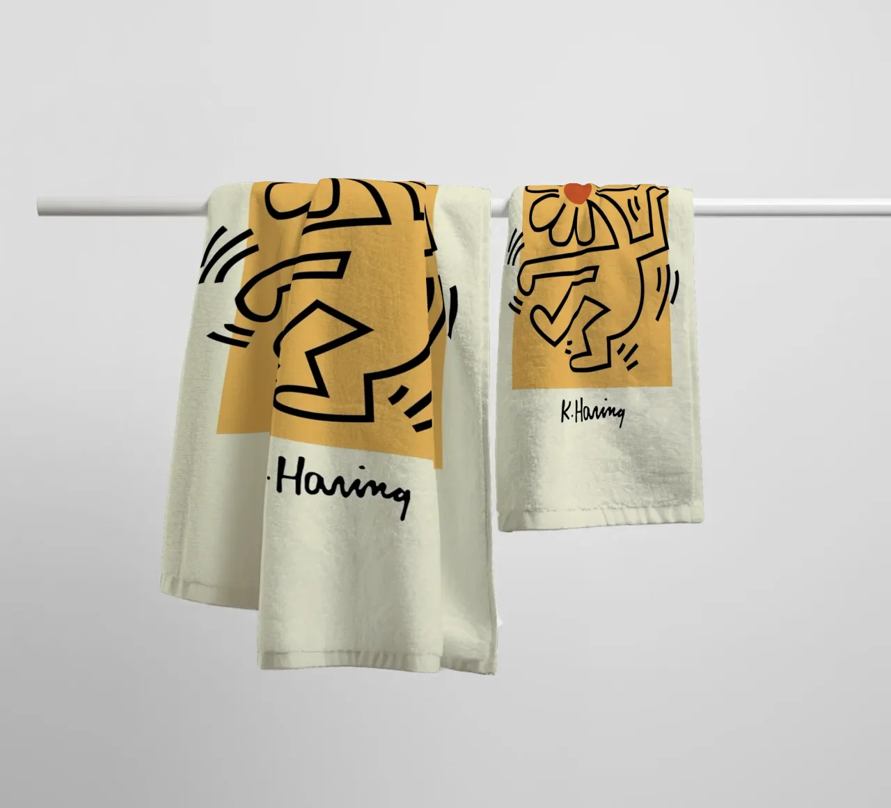 Keith Haring Flower Figure Pop Art Print towel by ClubArt