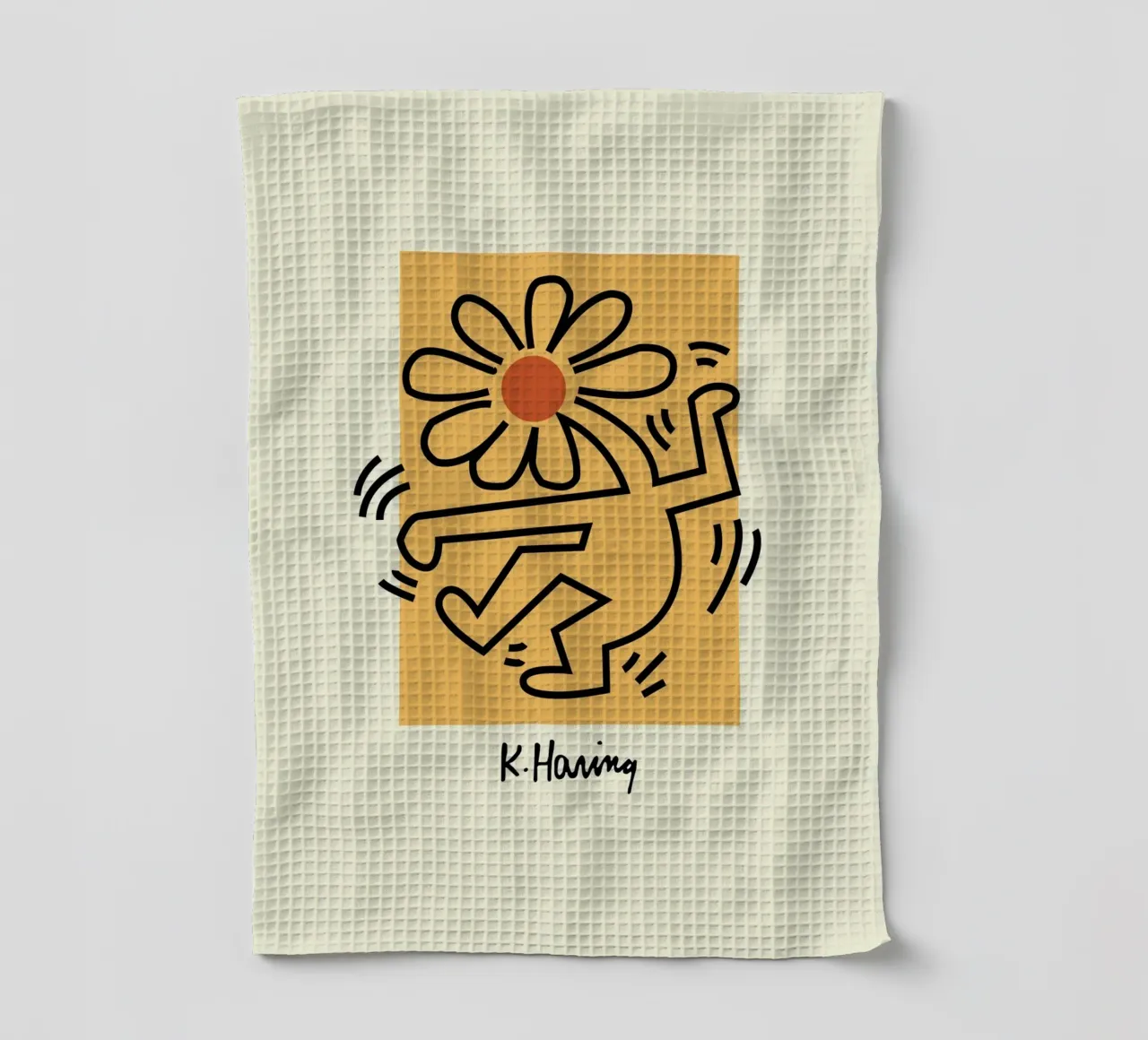 Keith Haring Flower Figure Pop Art Print torchon de ClubArt
