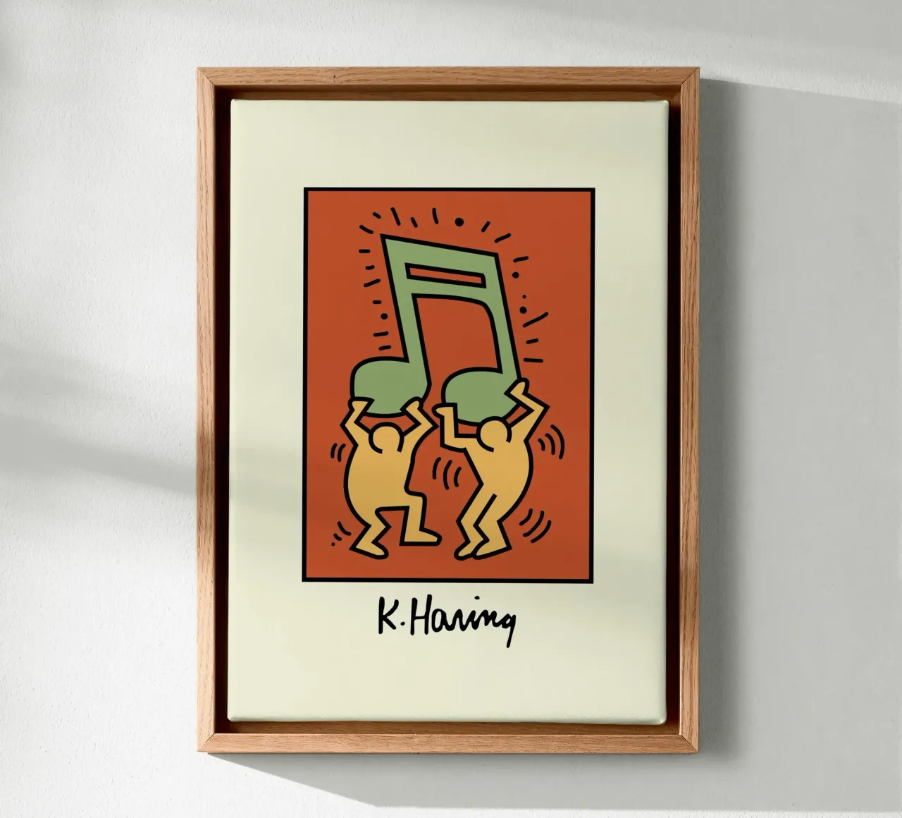 Keith Haring Muzieknoot Pop Art Poster canvas met Baklijst van ClubArt