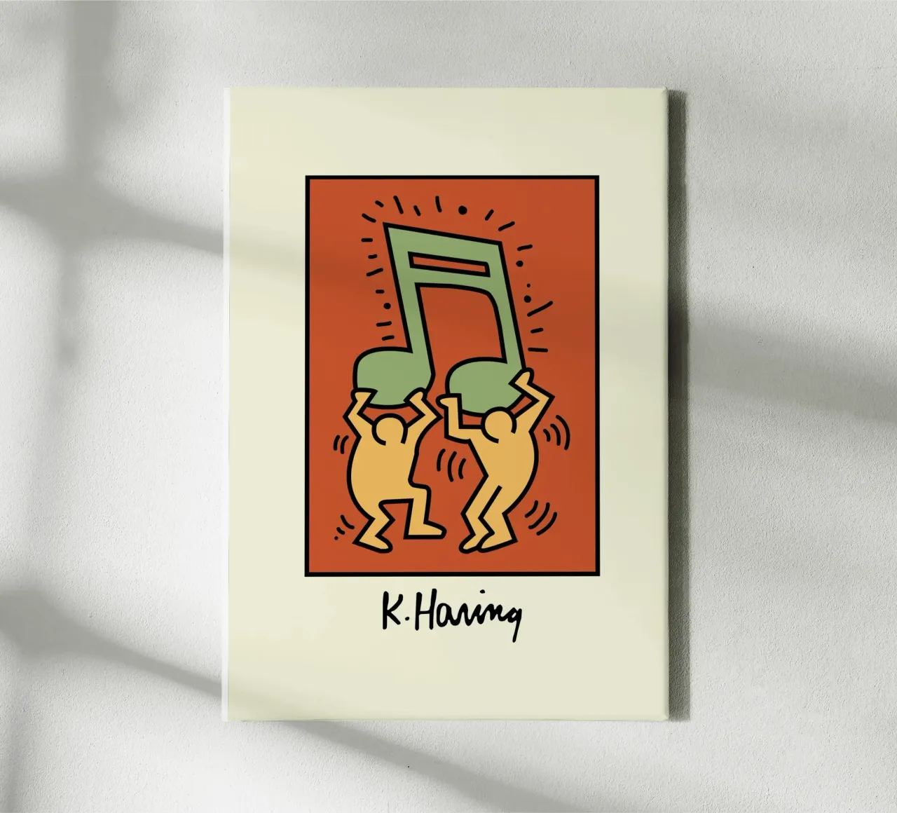 Keith Haring Muzieknoot Pop Art Poster canvas met Baklijst van ClubArt