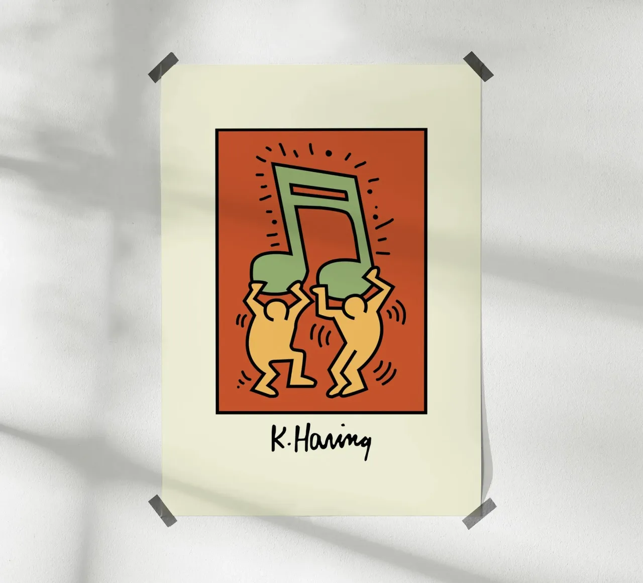 Keith Haring Nota musicale Poster d'arte pop poster con telaio in plastica da ClubArt