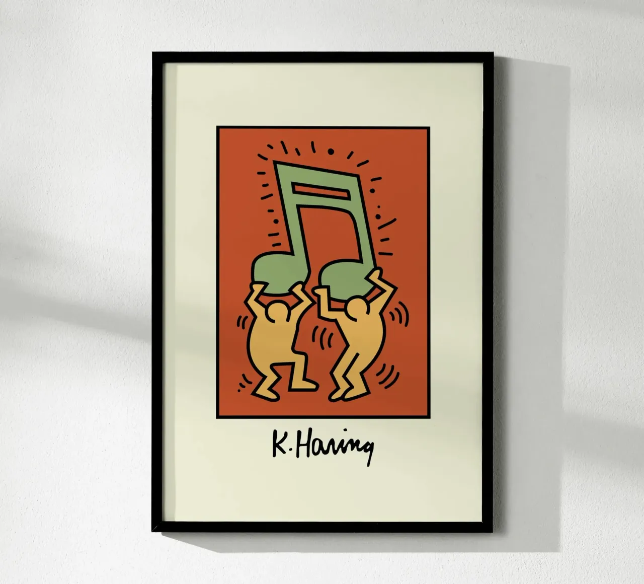 Keith Haring Nota musicale Poster d'arte pop poster con telaio in plastica da ClubArt