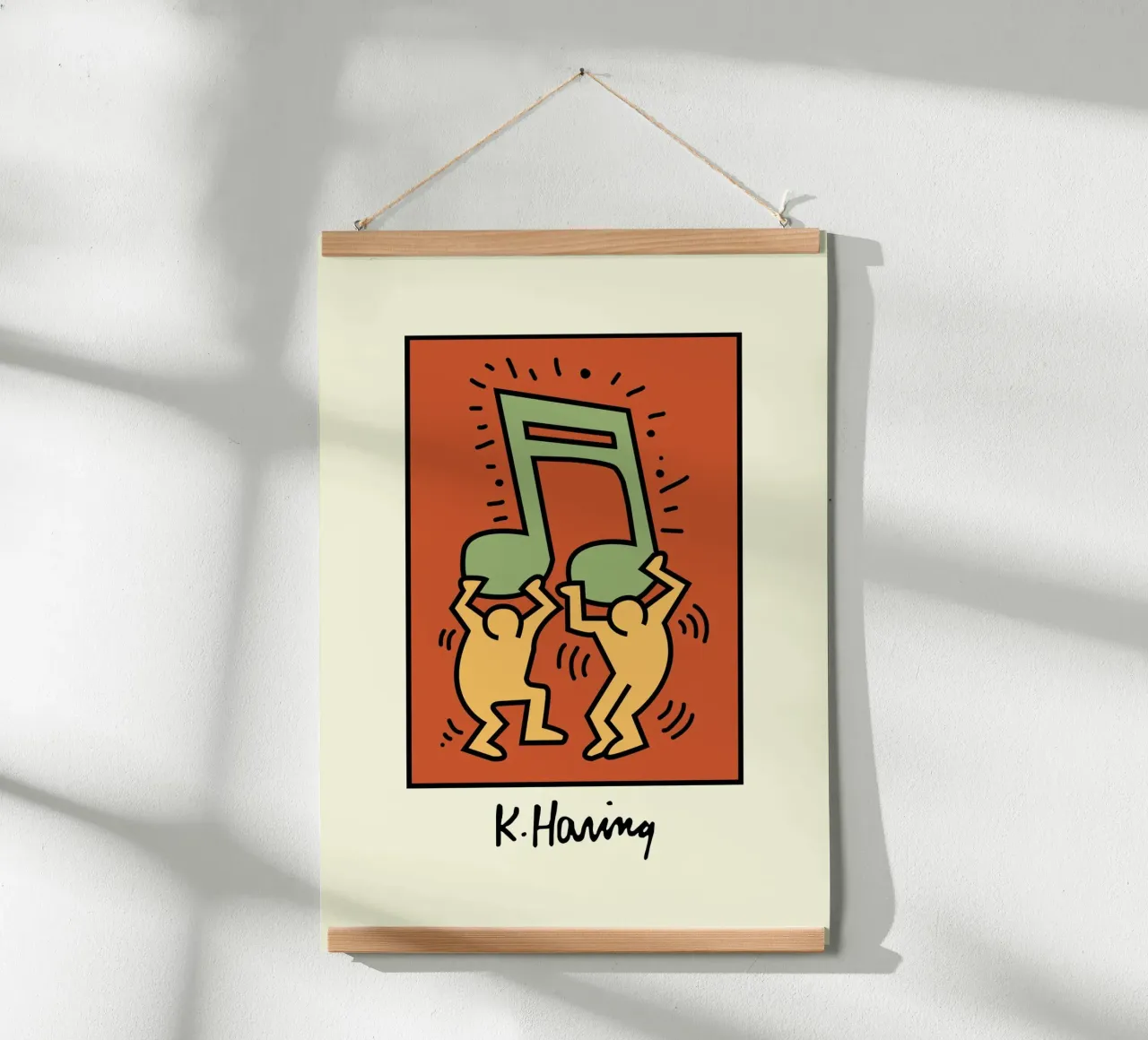 Keith Haring Nota musicale Poster d'arte pop poster con telaio in plastica da ClubArt