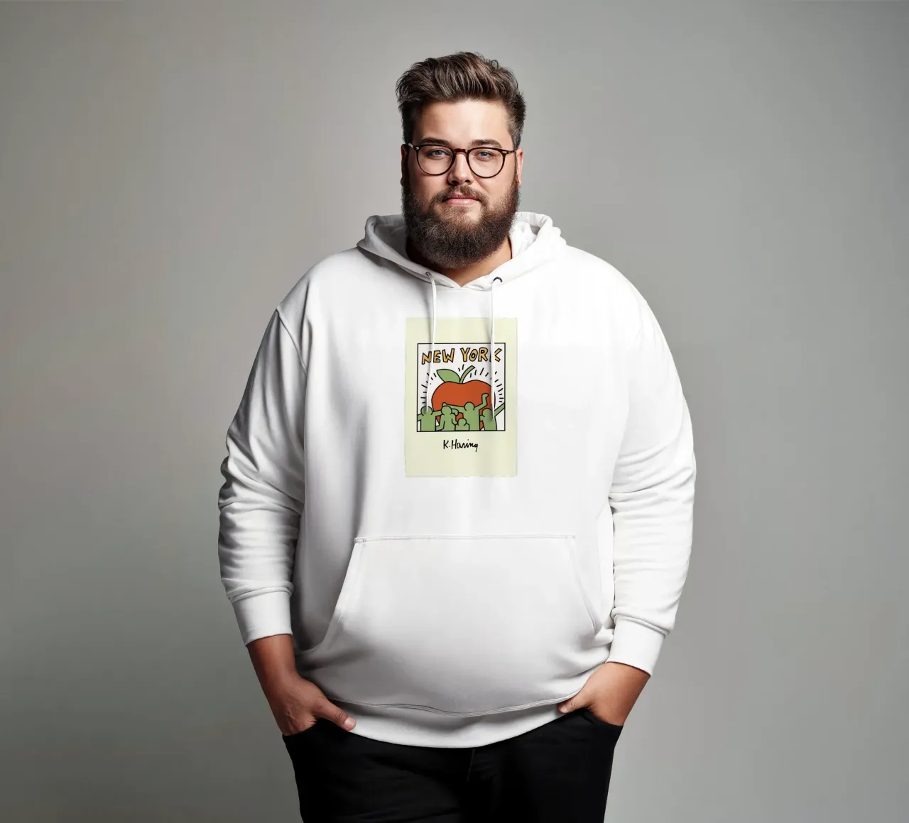 Poster di Keith Haring New York Big Apple felpa con cappuccio da ClubArt