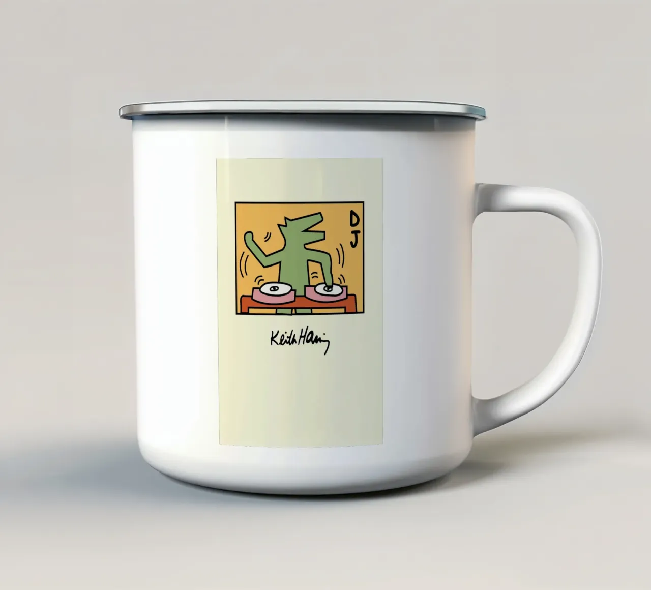 Poster pop art di Keith Haring DJ Dog tazza in smalto da ClubArt