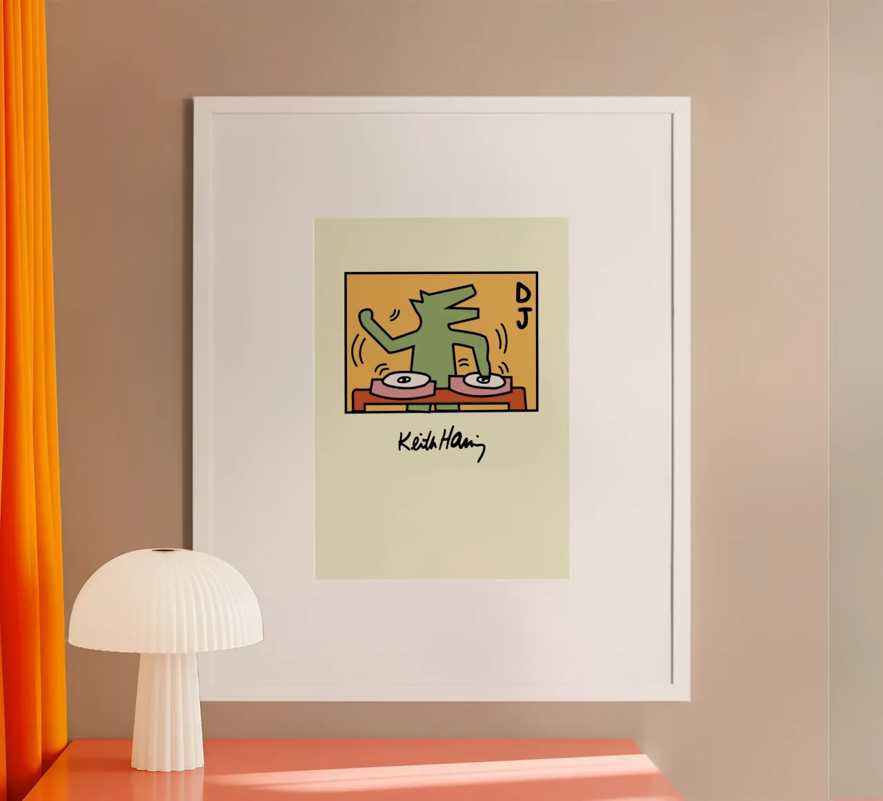 Poster pop art di Keith Haring DJ Dog poster con telaio in plastica da ClubArt