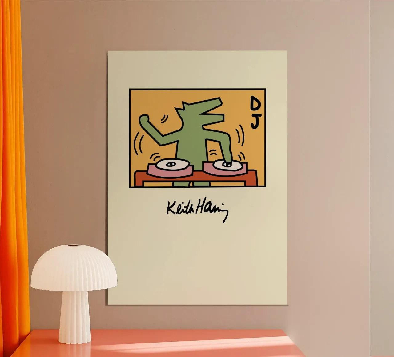 Poster pop art di Keith Haring DJ Dog poster con telaio in plastica da ClubArt