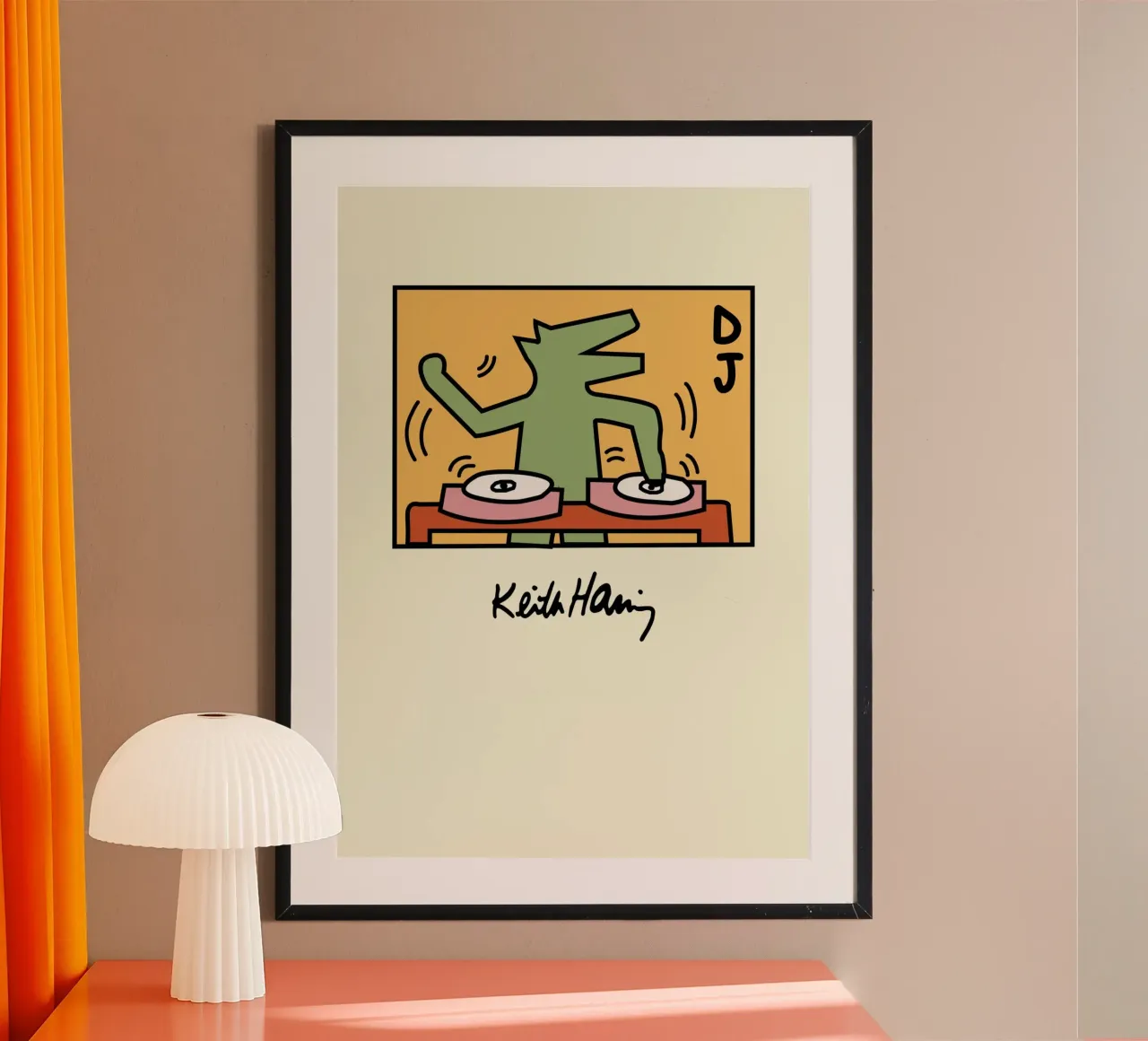 Poster pop art di Keith Haring DJ Dog poster con telaio in plastica da ClubArt