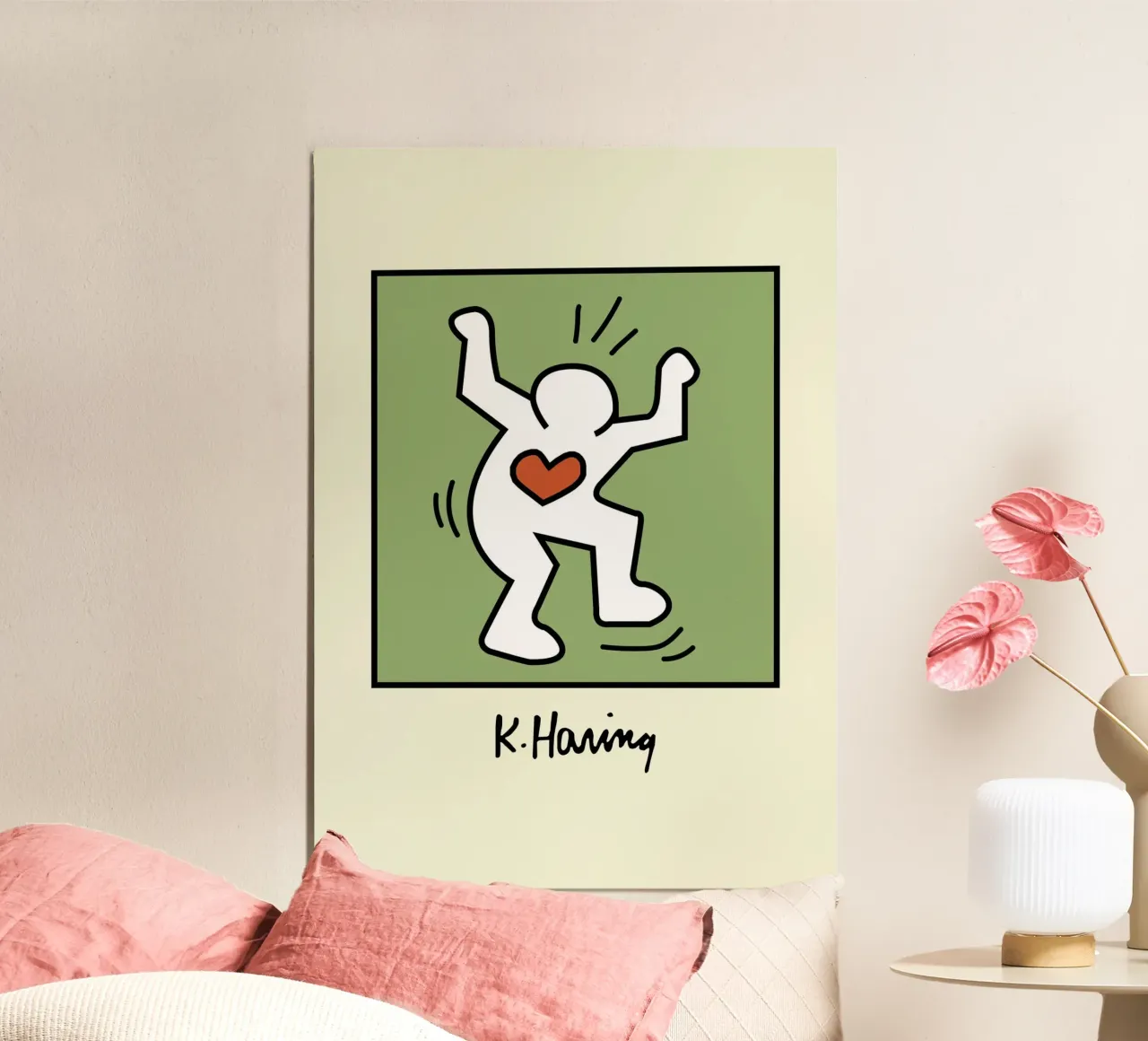 Keith Haring Cuore radioso - Poster pop art poster con telaio in plastica da ClubArt