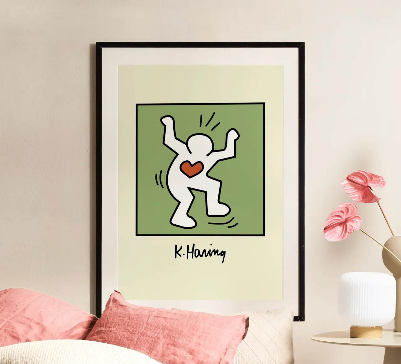 Keith Haring Cuore radioso - Poster pop art poster con telaio in plastica da ClubArt