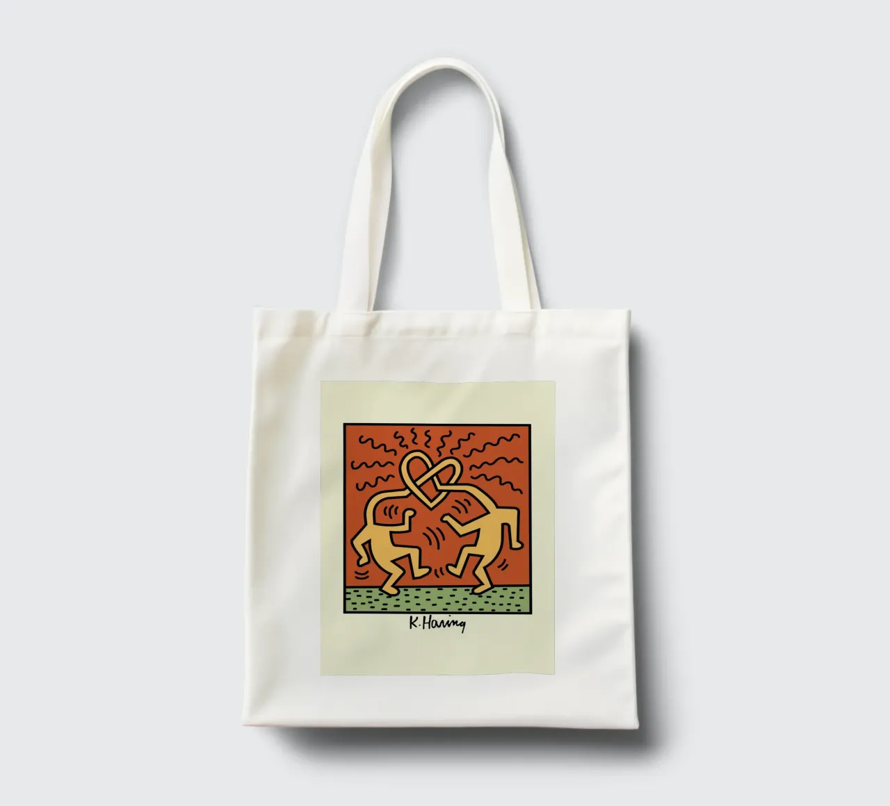 Poster pop art Keith Haring Heart Connection borsa in juta da ClubArt