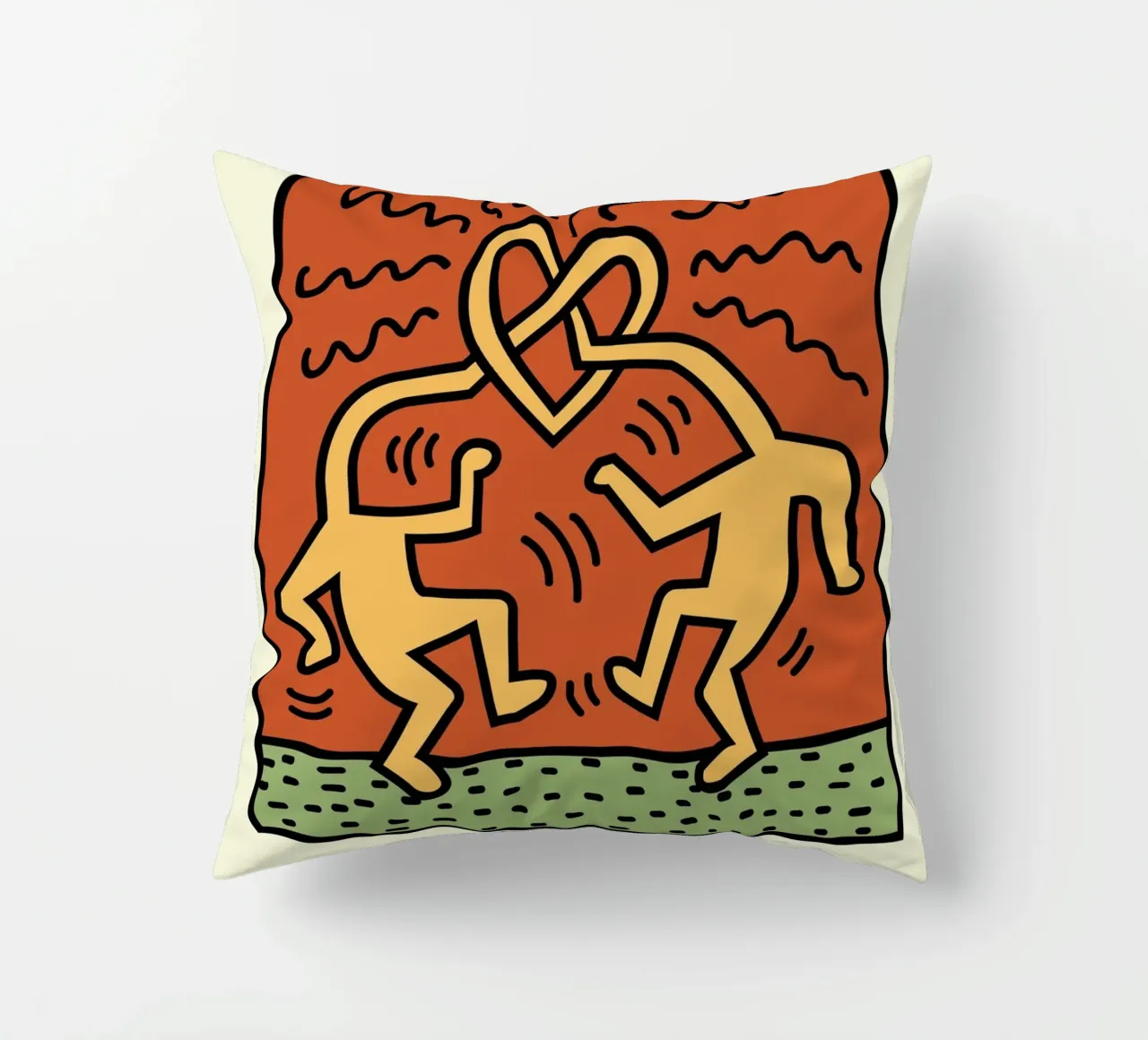 Poster pop art Keith Haring Heart Connection cuscino da ClubArt