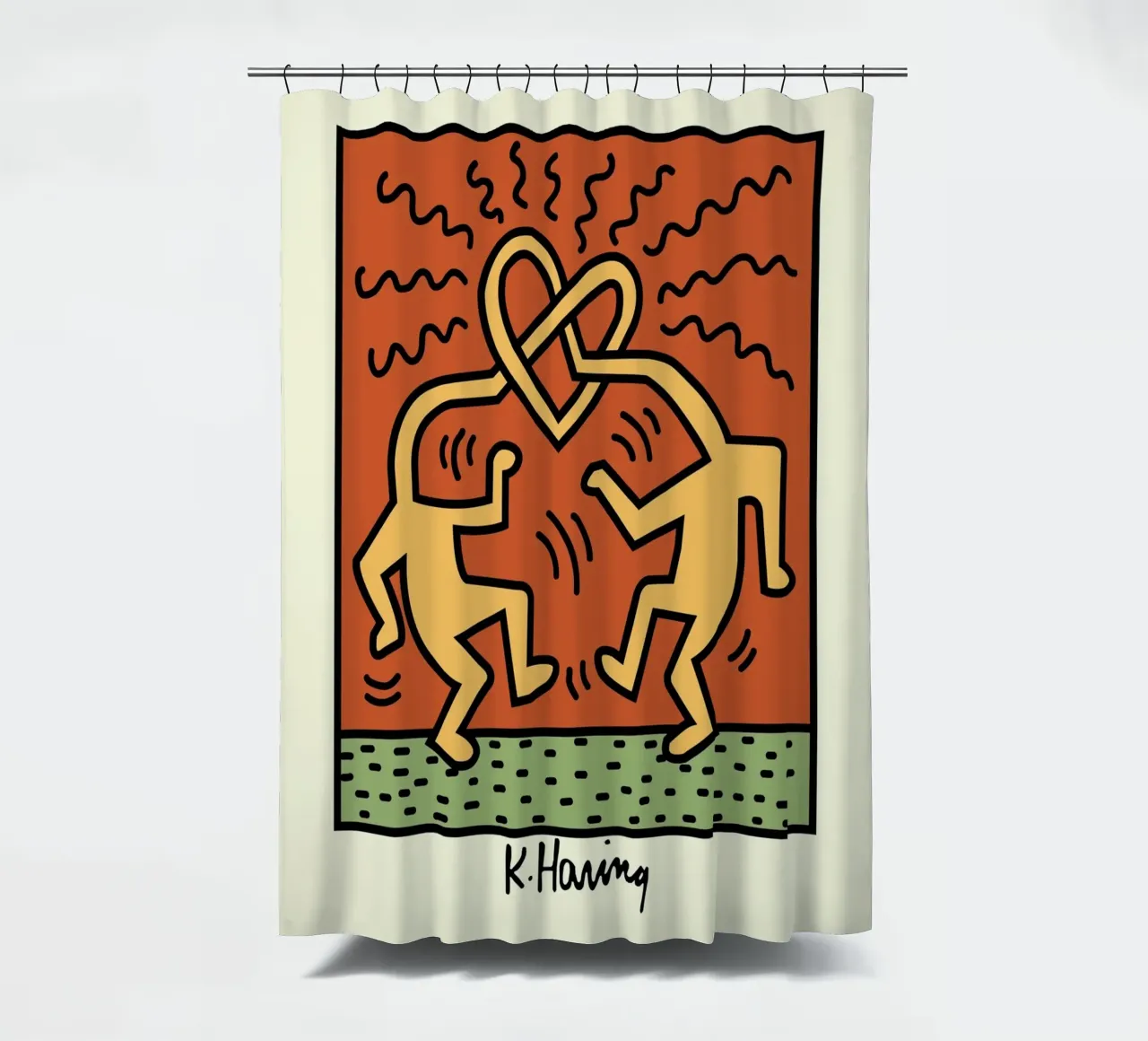 Poster pop art Keith Haring Heart Connection tenda da doccia da ClubArt