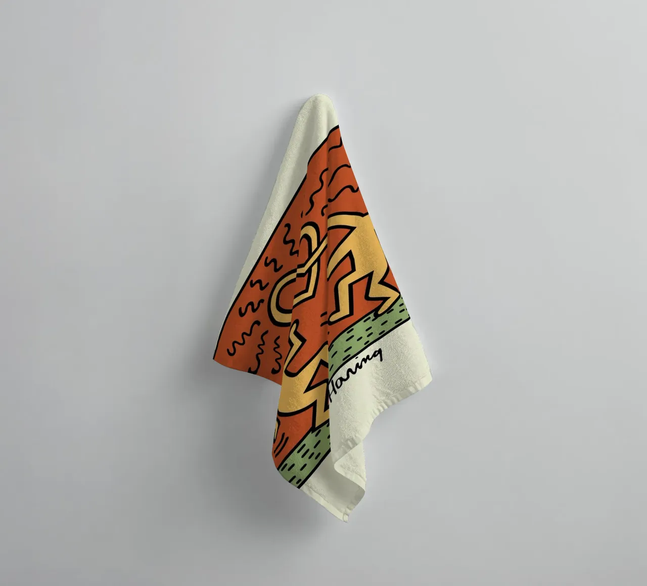 Poster pop art Keith Haring Heart Connection asciugamano da bagno da ClubArt