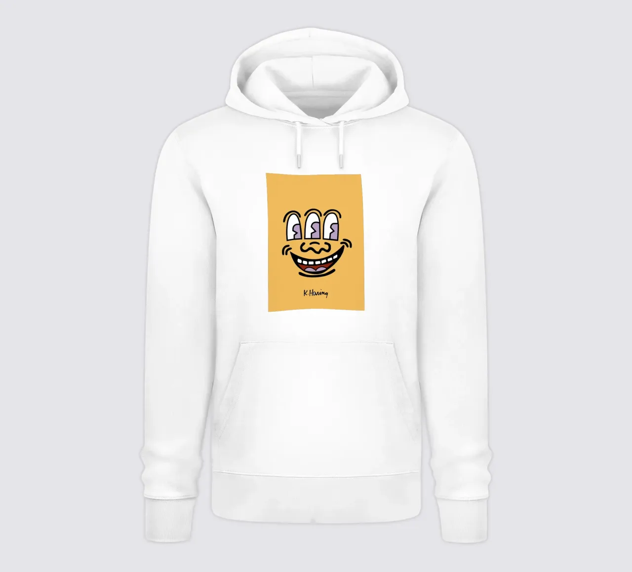 Stampa pop di Keith Haring con la faccia a tre occhi felpa con cappuccio da ClubArt