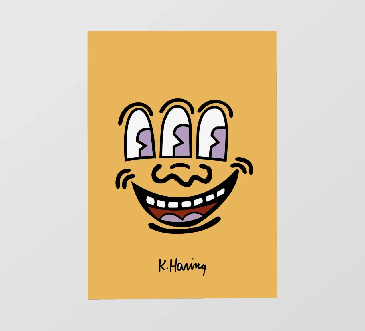 Stampa pop di Keith Haring con la faccia a tre occhi telo in pvc da ClubArt
