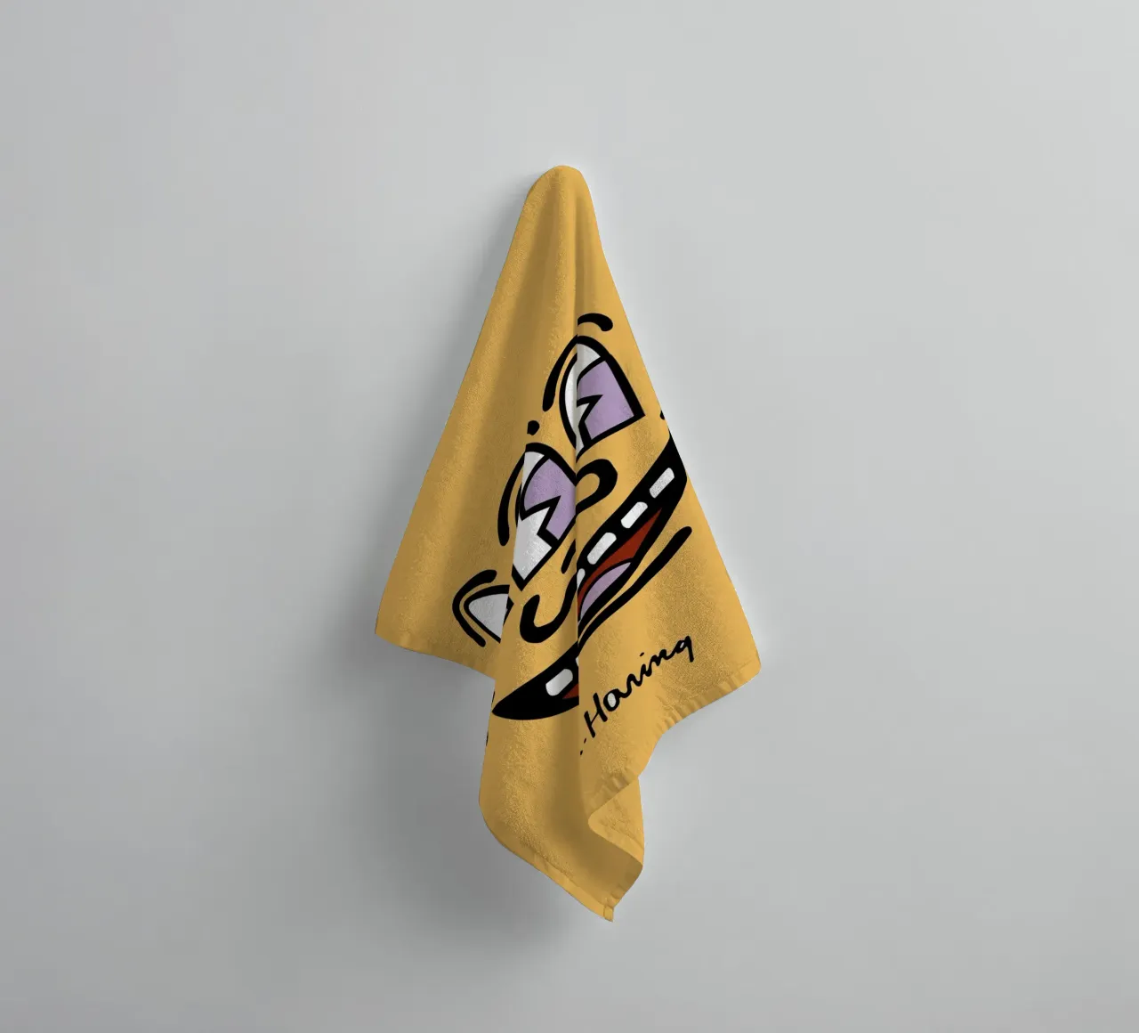 Keith Haring Three-Eyed Face Pop Art Print towel by ClubArt