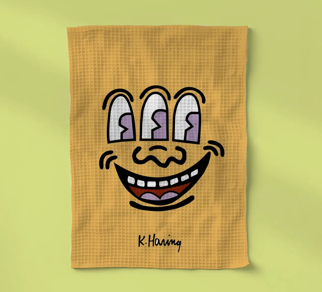 Keith Haring Three-Eyed Face Pop Art Print torchon de ClubArt