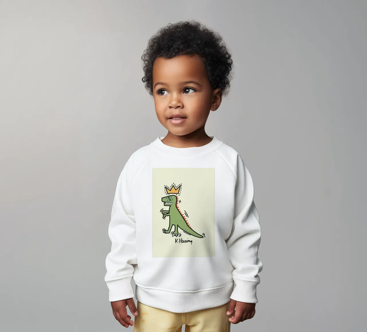 Stampa pop di Keith Haring Dinosaur Crown felpa neonato da ClubArt