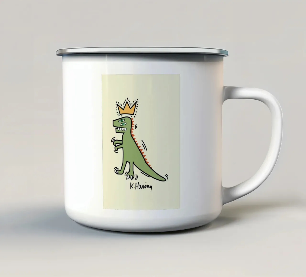 Stampa pop di Keith Haring Dinosaur Crown tazza in smalto da ClubArt