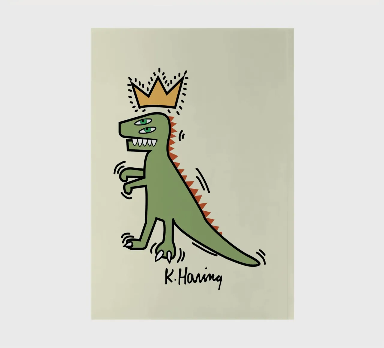 Keith Haring Dinosaur Crown Pop Art Print notebook by ClubArt