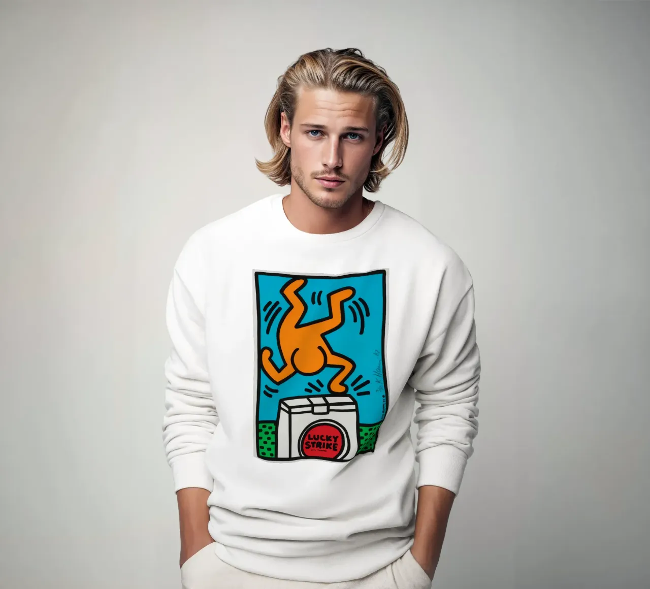 Poster pop art di Keith Haring Lucky Strike felpa da ClubArt