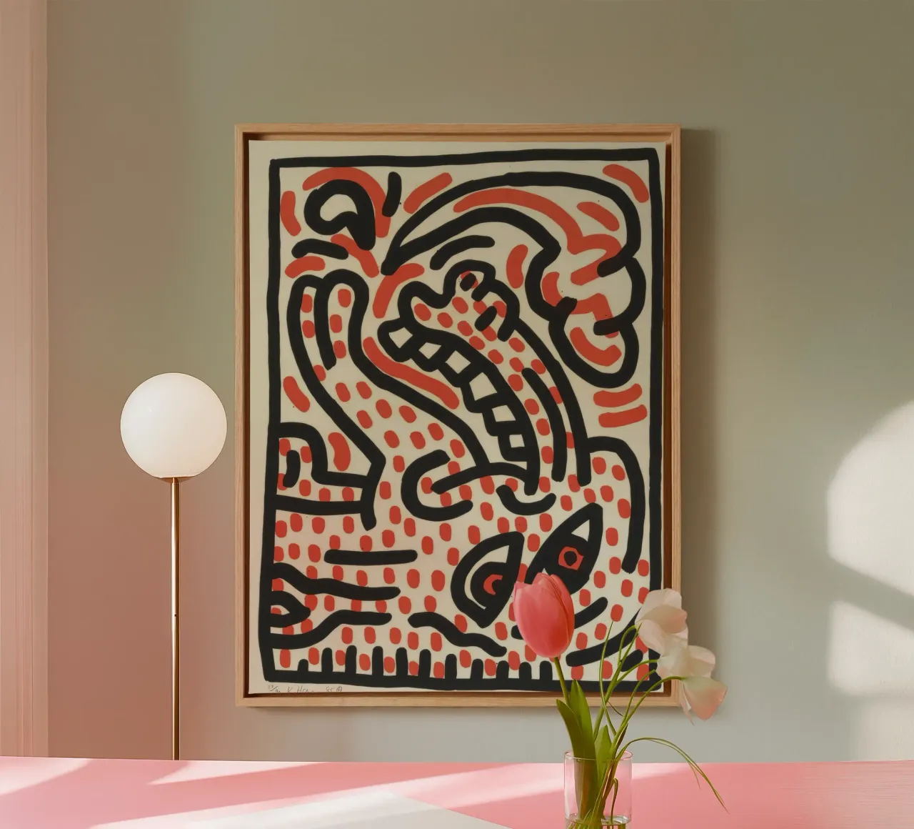 Keith Haring Ludo Abstract Pop Art Print canvas met Baklijst van ClubArt