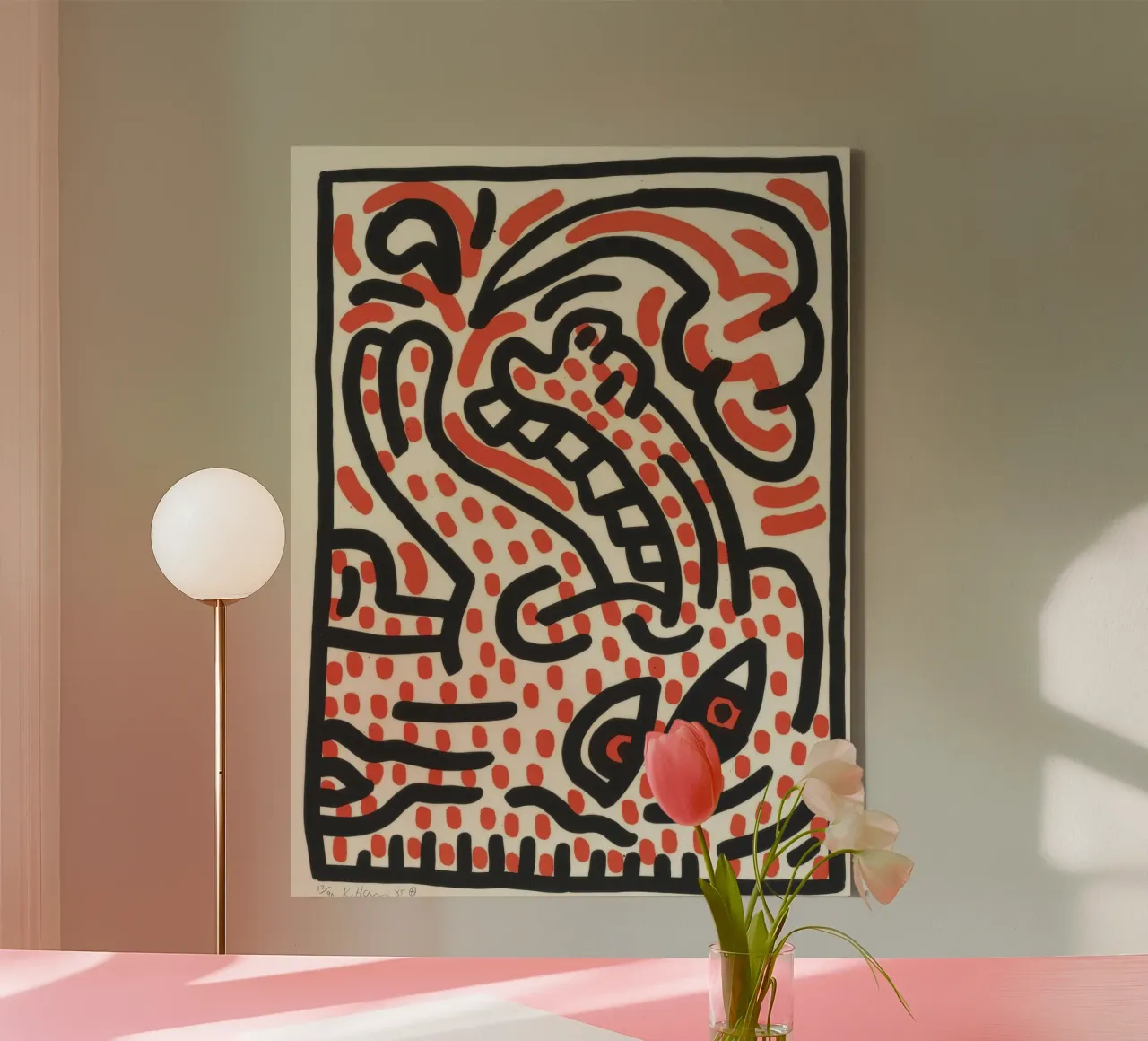 Keith Haring Ludo Abstract Pop Art Print canvas met Baklijst van ClubArt