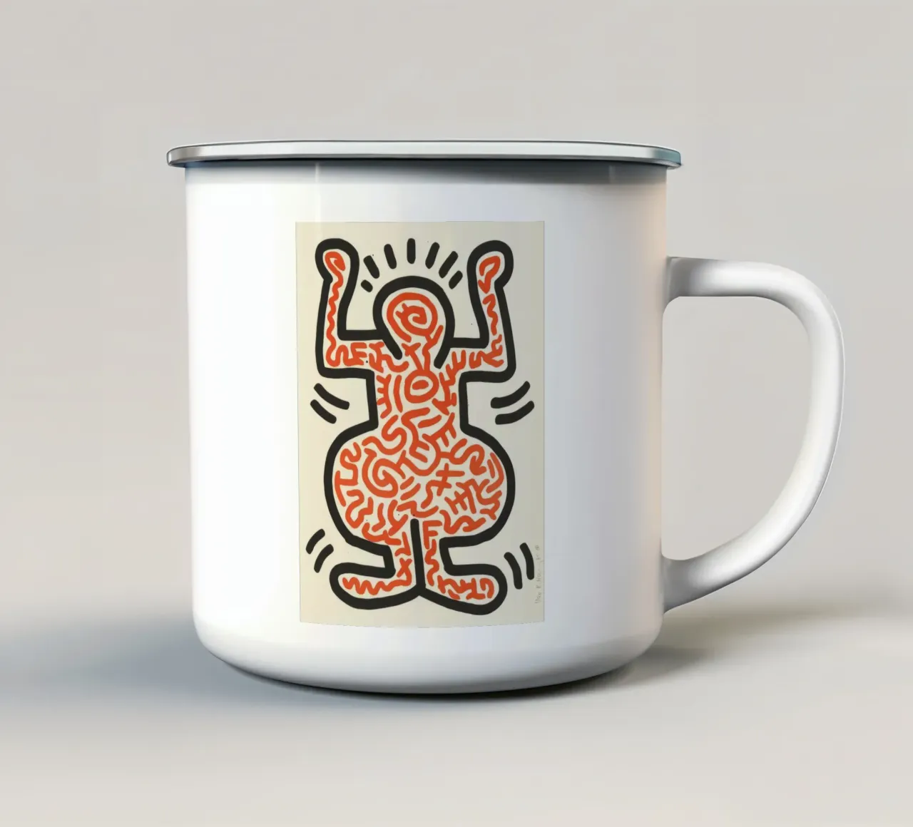 Keith Haring Ludo Radiant Figure Pop Art tazza in smalto da ClubArt