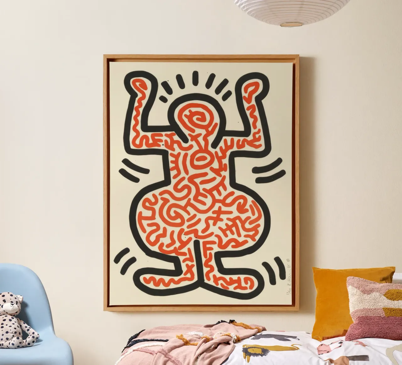 Keith Haring Ludo Stralend Figuur Pop Art canvas met Baklijst van ClubArt