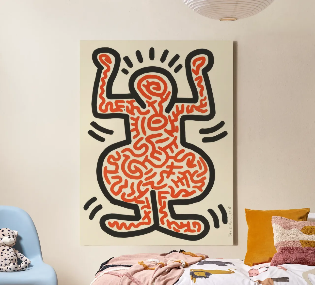 Keith Haring Ludo Stralend Figuur Pop Art canvas met Baklijst van ClubArt