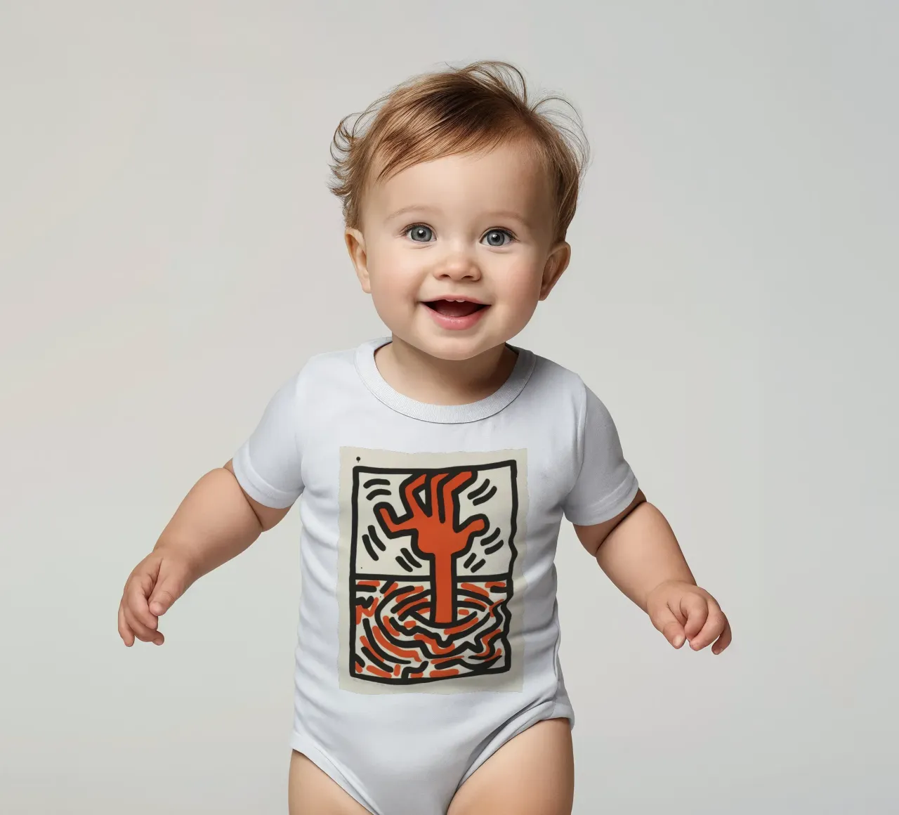 Keith Haring Ludo abstracte pop-art babyrompertje korte mouwen van ClubArt