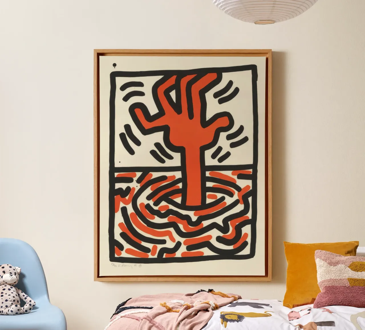 Keith Haring Ludo Abstrakte Pop Art Leinwand mit Schattenfugenrahmen von ClubArt