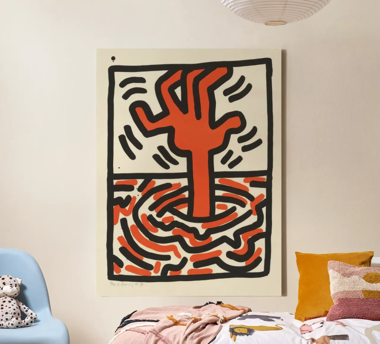 Keith Haring Ludo Abstrakte Pop Art Leinwand mit Schattenfugenrahmen von ClubArt
