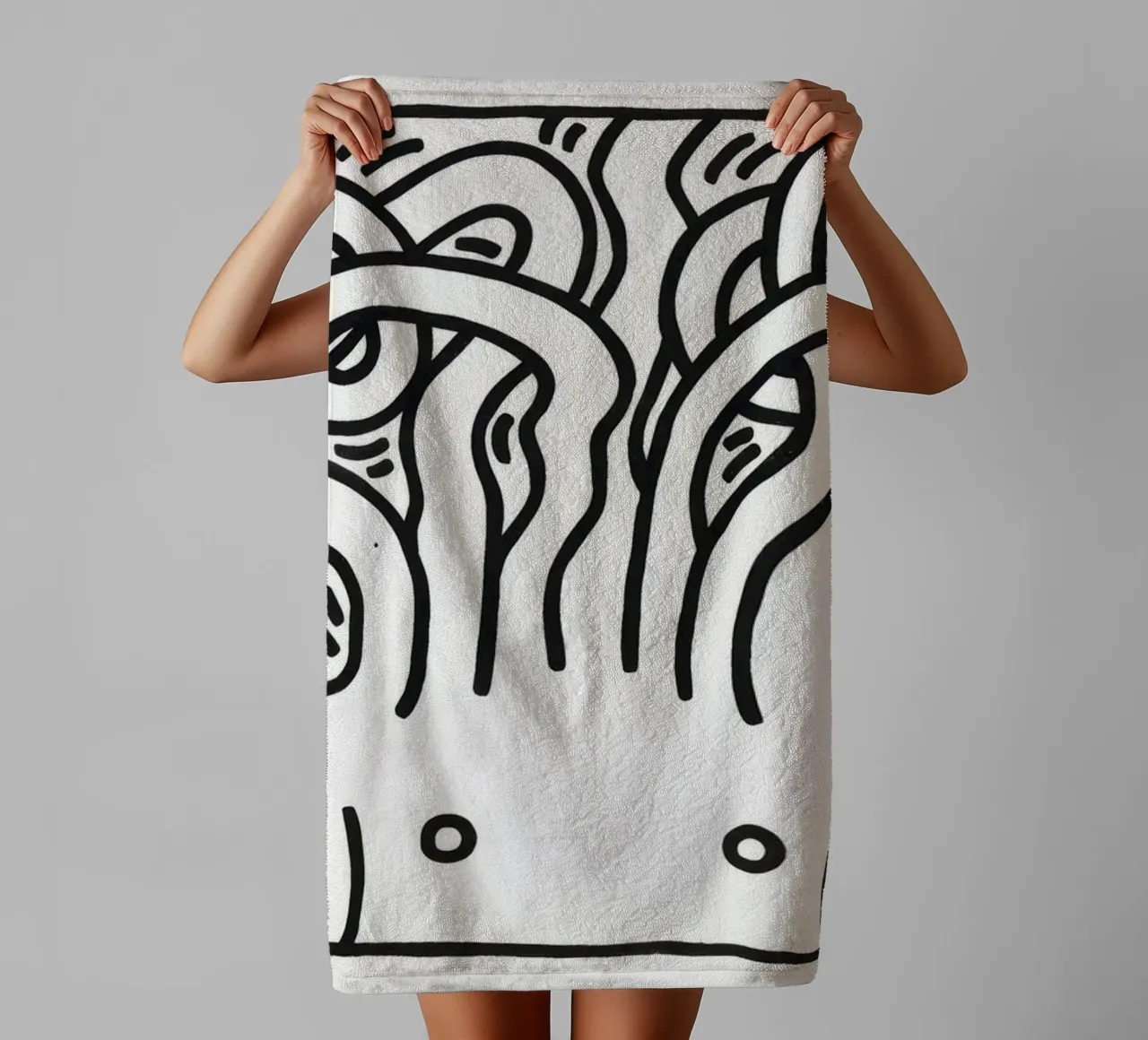 Keith Haring Medusa Head Pop Art Print towel by ClubArt