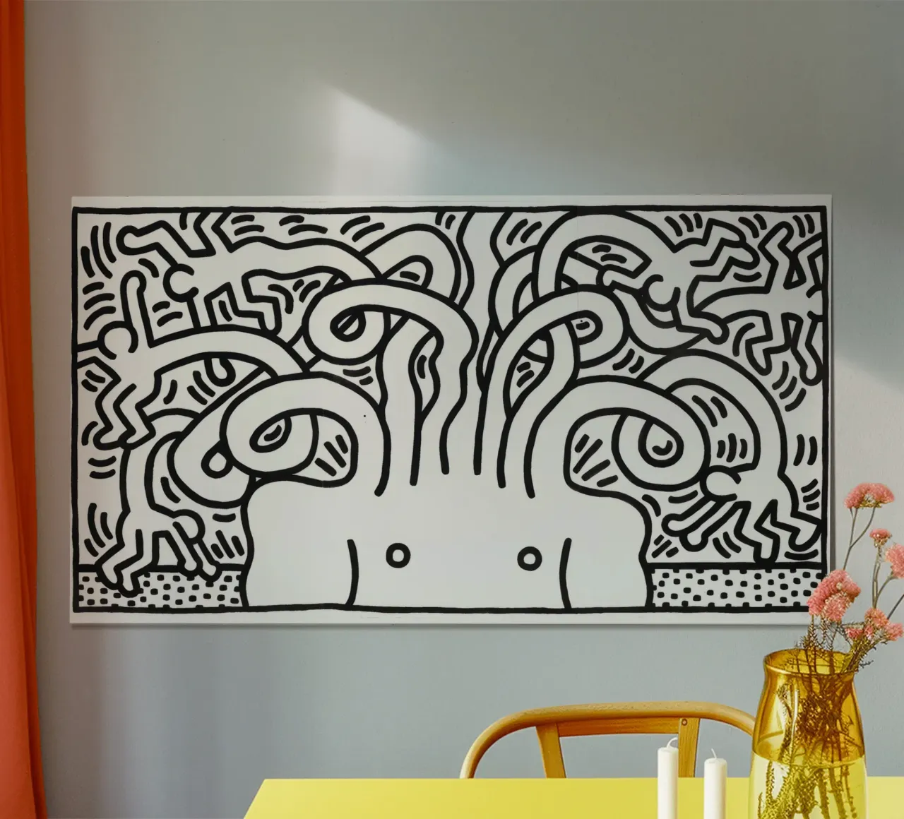 Stampa pop di Keith Haring Medusa Head poster con telaio in legno da ClubArt