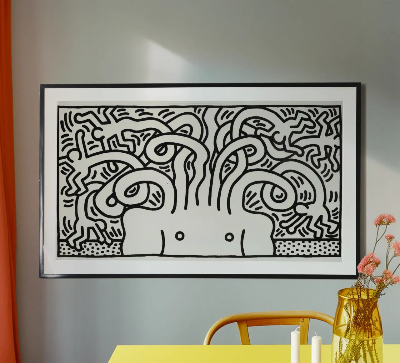 Stampa pop di Keith Haring Medusa Head poster con telaio in legno da ClubArt