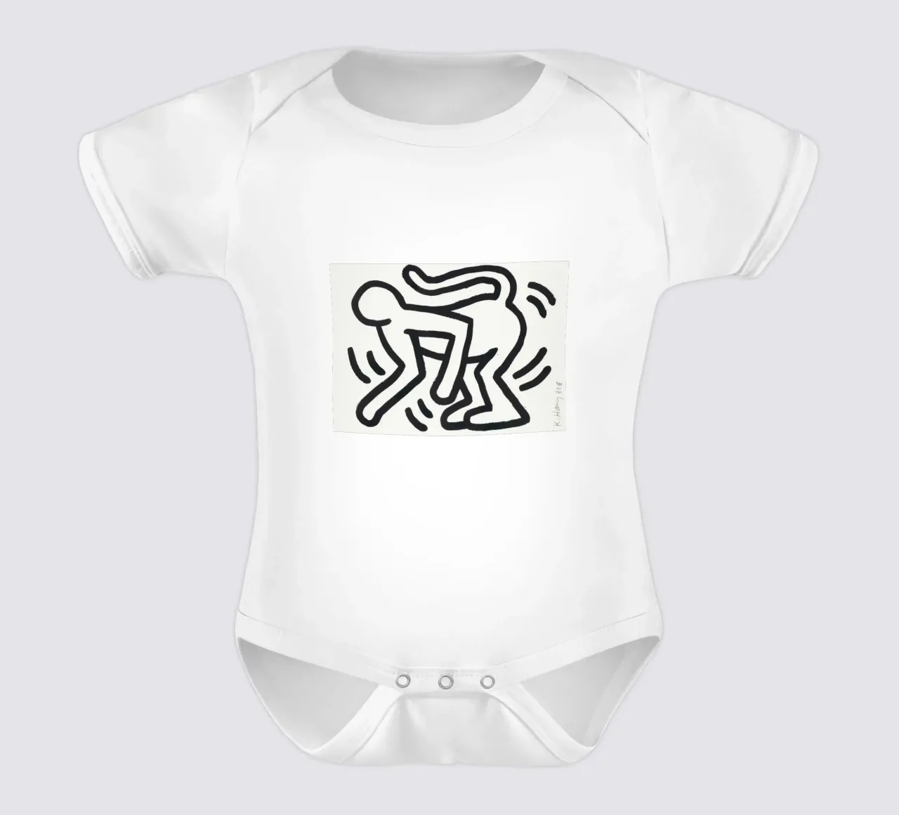Stampa pop art di Keith Haring Monkey Man body neonato maniche corte da ClubArt