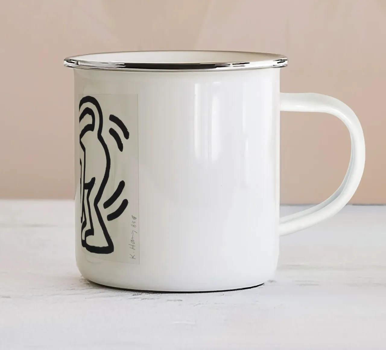 Stampa pop art di Keith Haring Monkey Man tazza in smalto da ClubArt