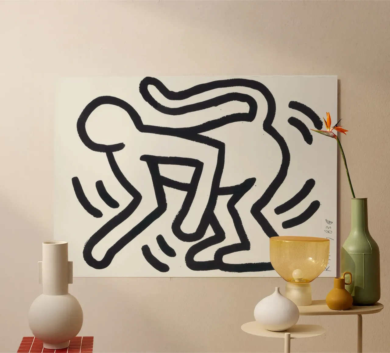 Stampa pop art di Keith Haring Monkey Man alluminio dibond da ClubArt