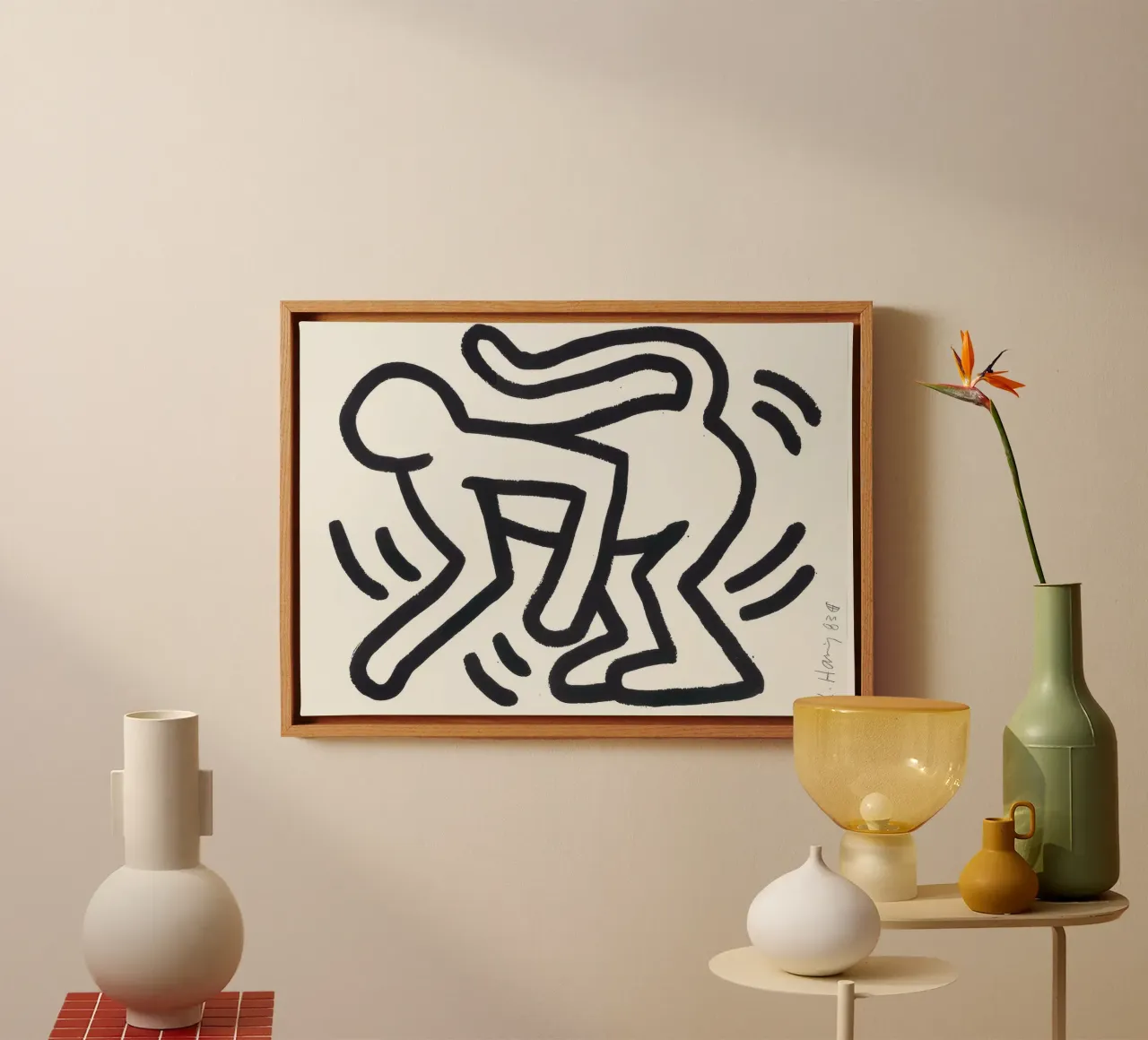 Keith Haring Monkey Man Pop Art Print toile avec Caisse américaine de ClubArt