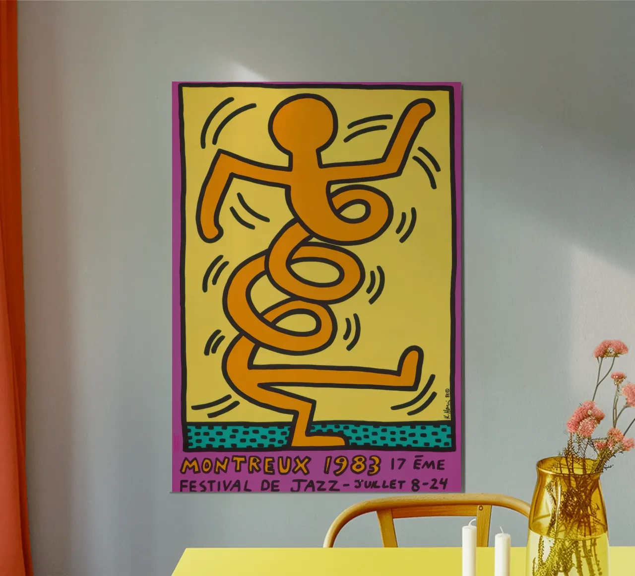Poster del Festival del Jazz di Montreux di Keith Haring poster con telaio in plastica da ClubArt