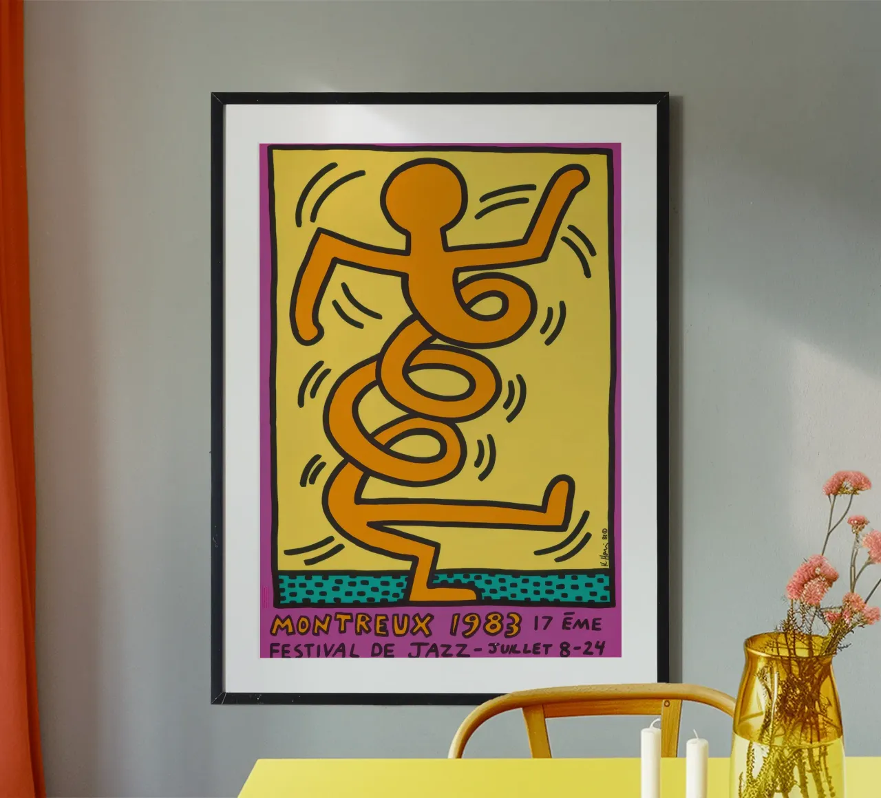 Poster del Festival del Jazz di Montreux di Keith Haring poster con telaio in plastica da ClubArt