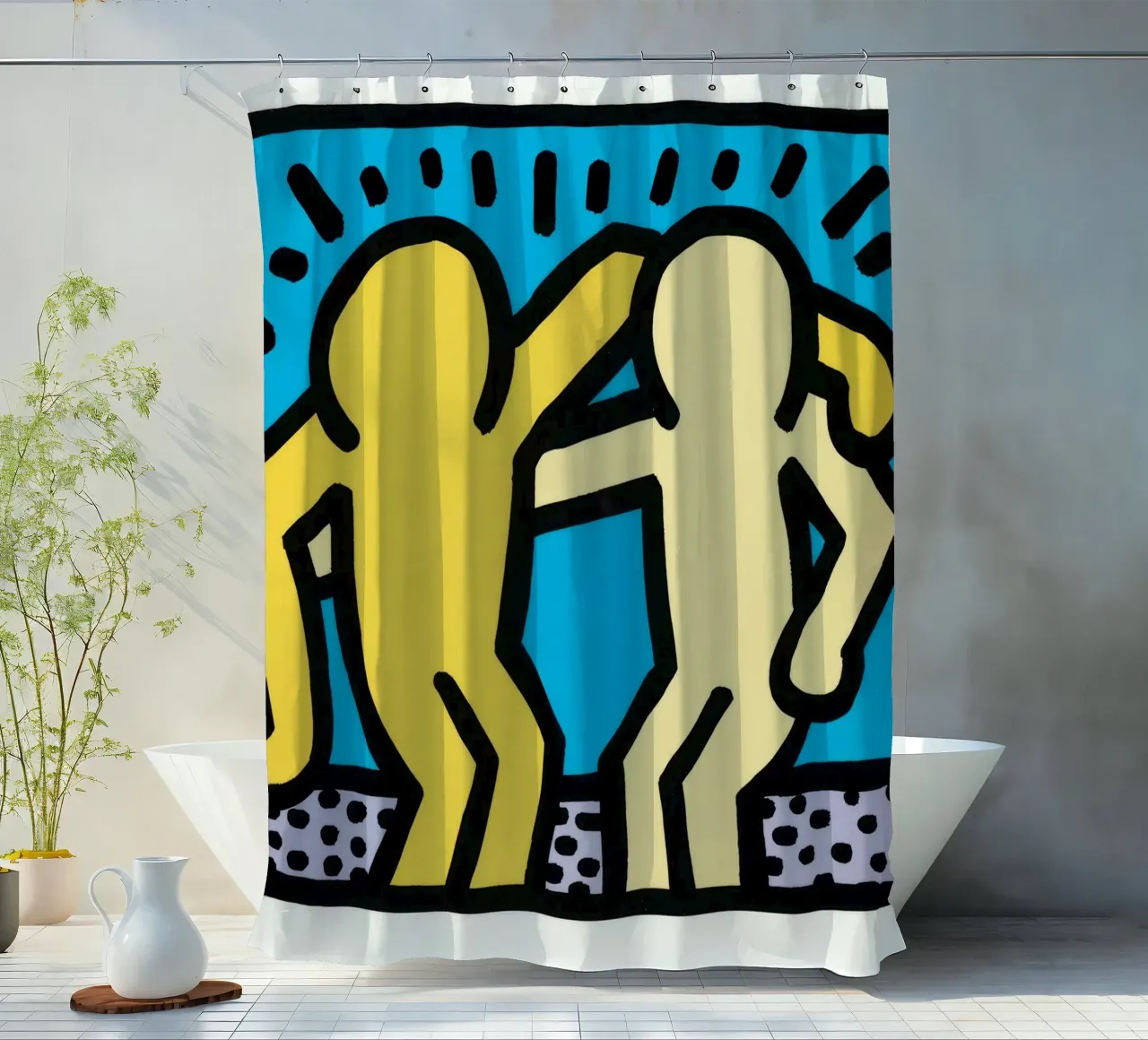 Keith Haring Pop Shop Amicizia Pop Art tenda da doccia da ClubArt