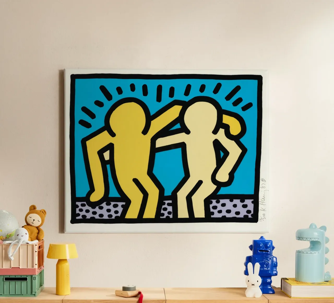 Keith Haring Pop Shop Vriendschap Pop Art canvas met Baklijst van ClubArt