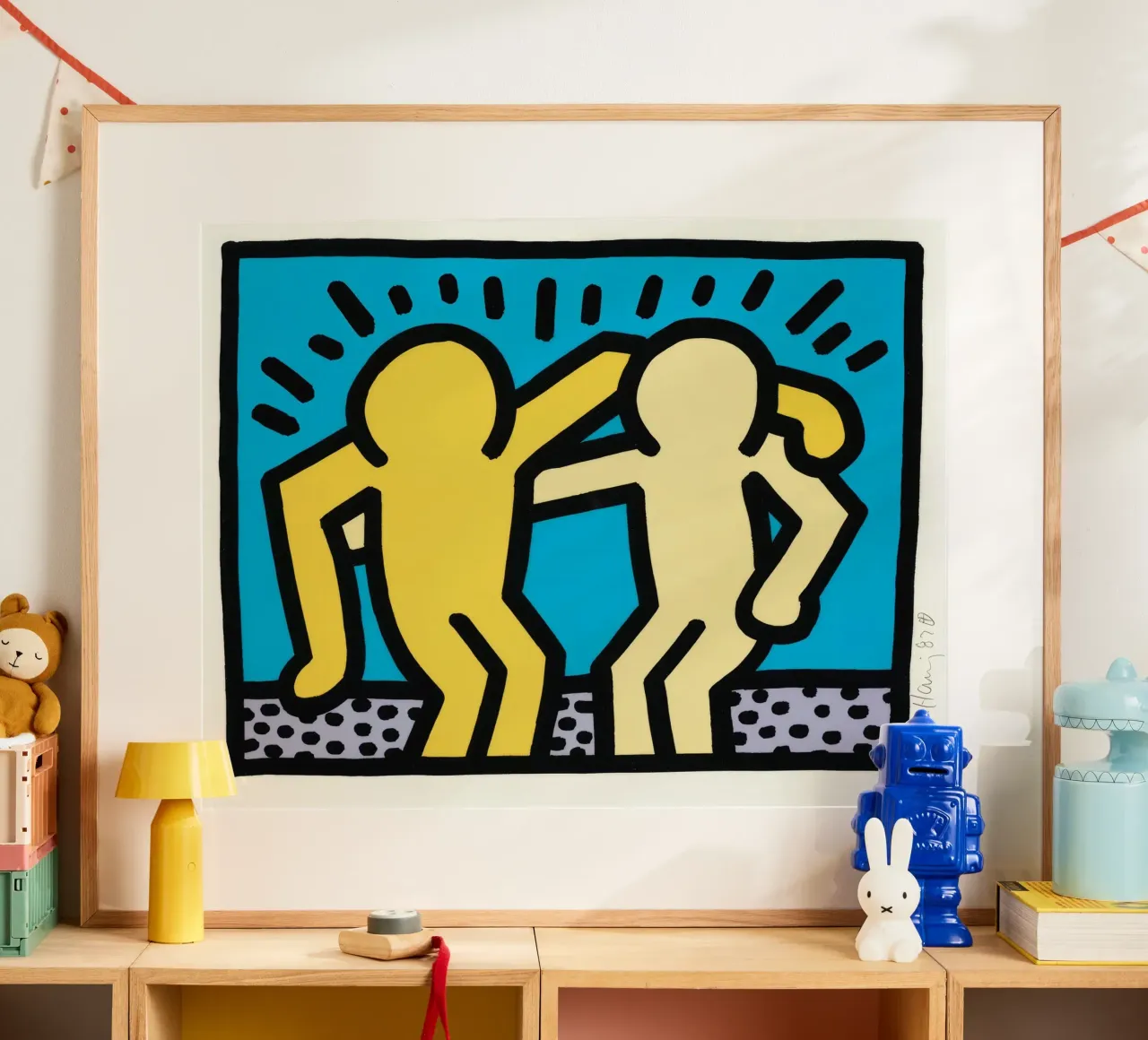 Keith Haring Pop Shop Amicizia Pop Art poster con telaio in plastica da ClubArt