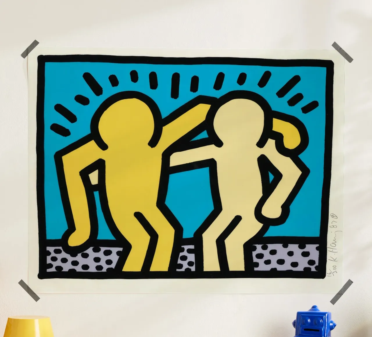 Keith Haring Pop Shop Amicizia Pop Art poster con telaio in plastica da ClubArt