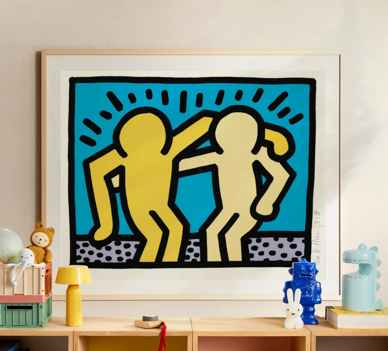 Keith Haring Pop Shop Amicizia Pop Art poster con telaio in plastica da ClubArt