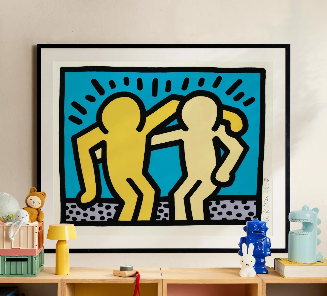 Keith Haring Pop Shop Amicizia Pop Art poster con telaio in plastica da ClubArt